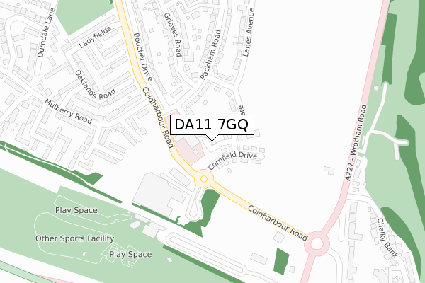 DA11 7GQ map - large scale - OS Open Zoomstack (Ordnance Survey)