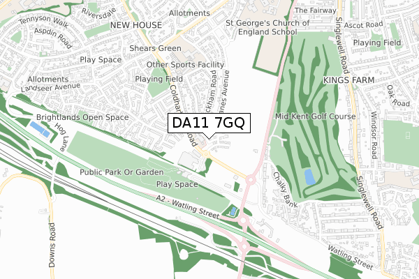 DA11 7GQ map - small scale - OS Open Zoomstack (Ordnance Survey)