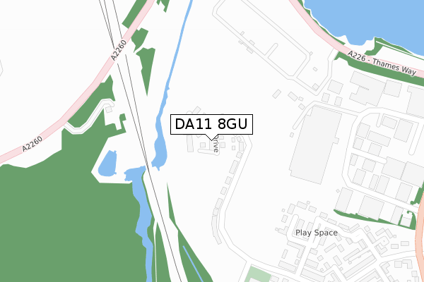 DA11 8GU map - large scale - OS Open Zoomstack (Ordnance Survey)