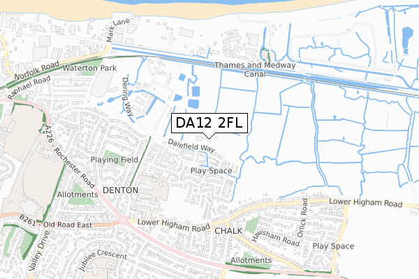 DA12 2FL map - small scale - OS Open Zoomstack (Ordnance Survey)