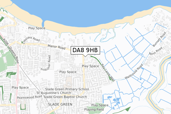 DA8 9HB map - small scale - OS Open Zoomstack (Ordnance Survey)