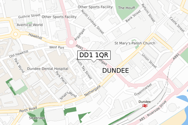 DD1 1QR map - large scale - OS Open Zoomstack (Ordnance Survey)