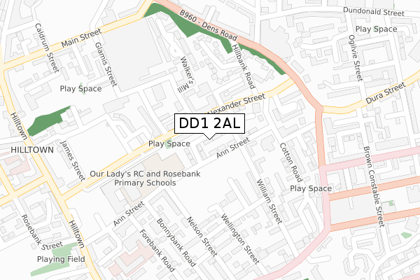 DD1 2AL map - large scale - OS Open Zoomstack (Ordnance Survey)