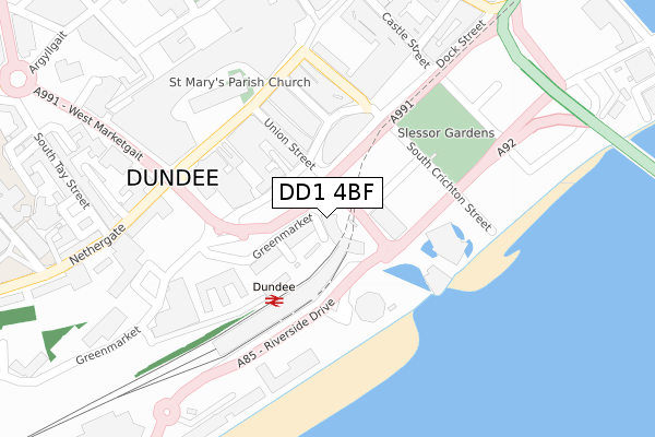 DD1 4BF map - large scale - OS Open Zoomstack (Ordnance Survey)