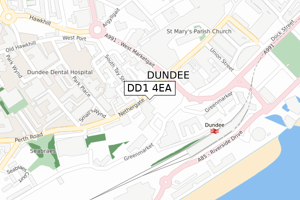 DD1 4EA map - large scale - OS Open Zoomstack (Ordnance Survey)