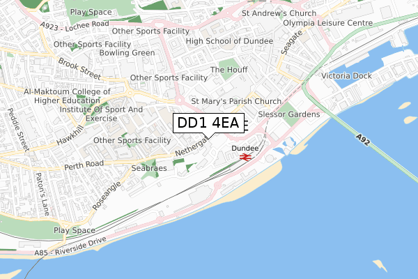 DD1 4EA map - small scale - OS Open Zoomstack (Ordnance Survey)