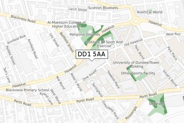 DD1 5AA map - large scale - OS Open Zoomstack (Ordnance Survey)