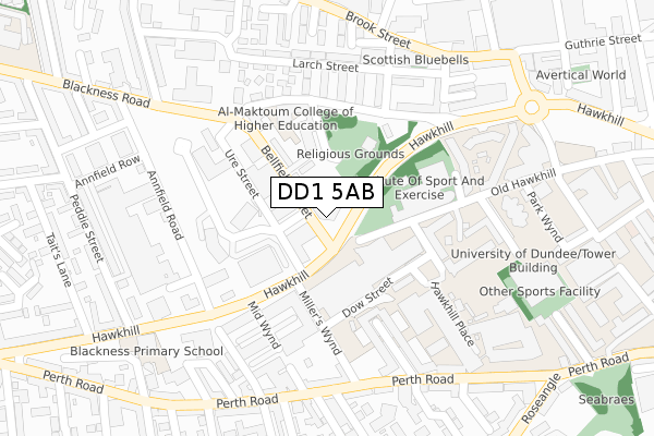 DD1 5AB map - large scale - OS Open Zoomstack (Ordnance Survey)