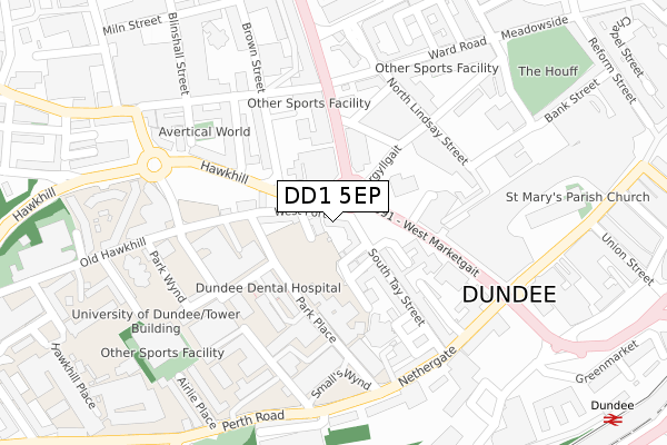 DD1 5EP map - large scale - OS Open Zoomstack (Ordnance Survey)