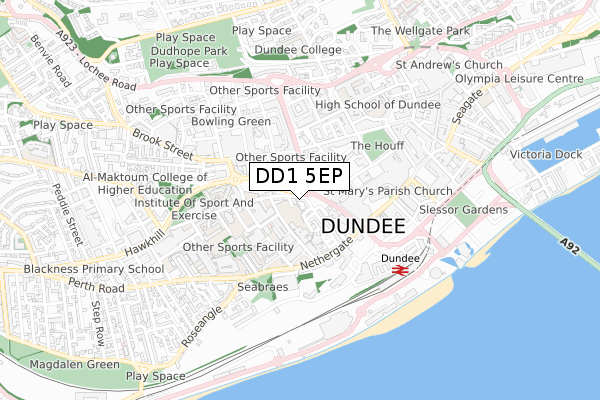 DD1 5EP map - small scale - OS Open Zoomstack (Ordnance Survey)