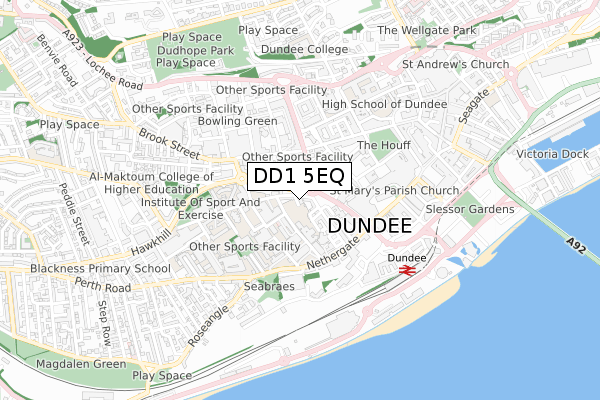 DD1 5EQ map - small scale - OS Open Zoomstack (Ordnance Survey)