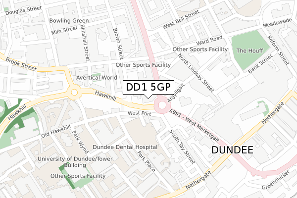 DD1 5GP map - large scale - OS Open Zoomstack (Ordnance Survey)