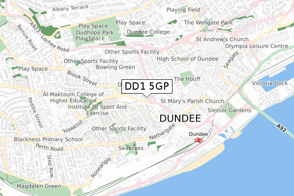 DD1 5GP map - small scale - OS Open Zoomstack (Ordnance Survey)