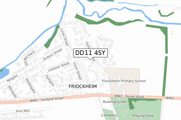 DD11 4SY map - large scale - OS Open Zoomstack (Ordnance Survey)