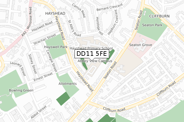 DD11 5FE map - large scale - OS Open Zoomstack (Ordnance Survey)