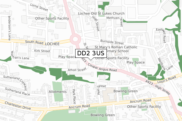 DD2 3US map - large scale - OS Open Zoomstack (Ordnance Survey)