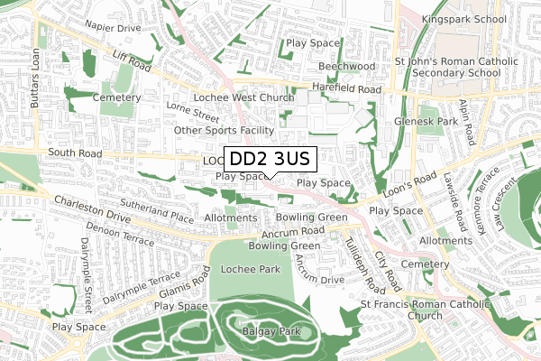 DD2 3US map - small scale - OS Open Zoomstack (Ordnance Survey)