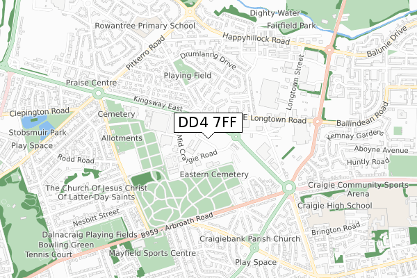 DD4 7FF map - small scale - OS Open Zoomstack (Ordnance Survey)