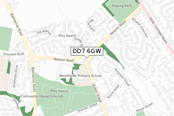 DD7 6GW map - large scale - OS Open Zoomstack (Ordnance Survey)