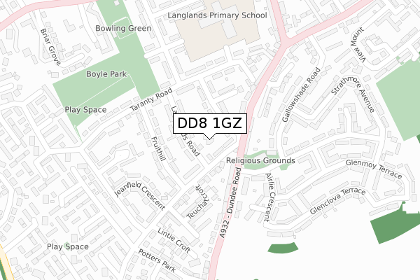 DD8 1GZ map - large scale - OS Open Zoomstack (Ordnance Survey)