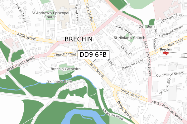 DD9 6FB map - large scale - OS Open Zoomstack (Ordnance Survey)