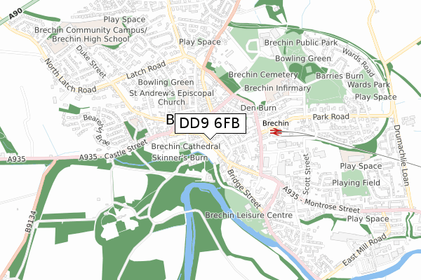 DD9 6FB map - small scale - OS Open Zoomstack (Ordnance Survey)