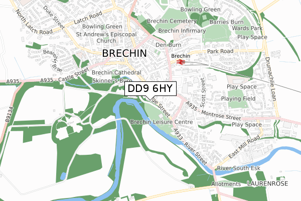 DD9 6HY map - small scale - OS Open Zoomstack (Ordnance Survey)