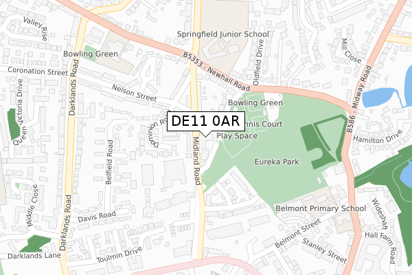 DE11 0AR map - large scale - OS Open Zoomstack (Ordnance Survey)