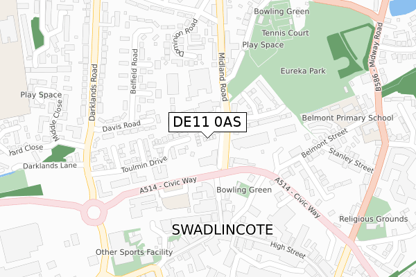 DE11 0AS map - large scale - OS Open Zoomstack (Ordnance Survey)