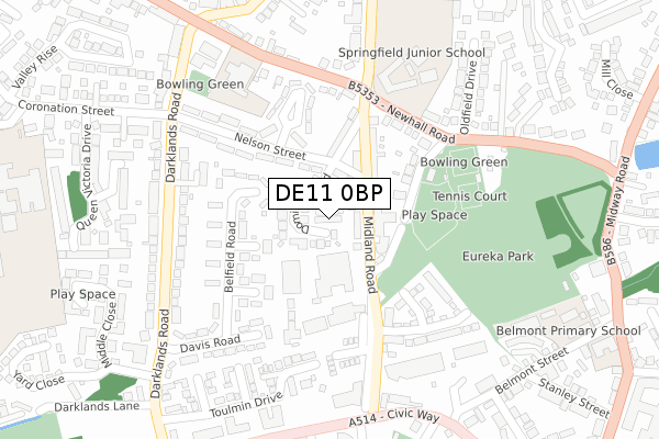 DE11 0BP map - large scale - OS Open Zoomstack (Ordnance Survey)