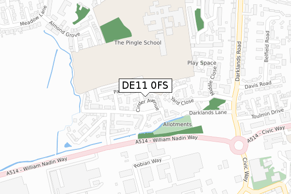 DE11 0FS map - large scale - OS Open Zoomstack (Ordnance Survey)