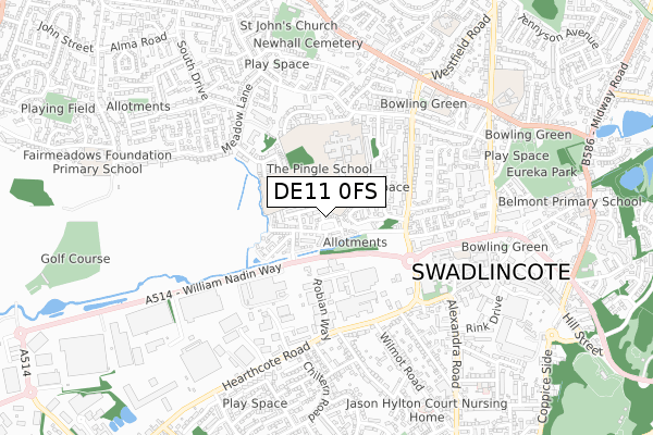 DE11 0FS map - small scale - OS Open Zoomstack (Ordnance Survey)