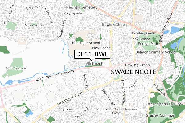 DE11 0WL map - small scale - OS Open Zoomstack (Ordnance Survey)