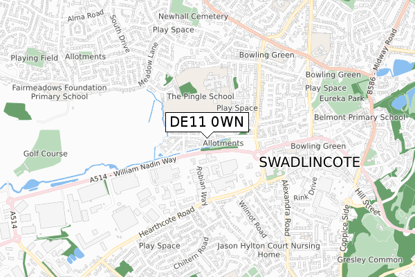 DE11 0WN map - small scale - OS Open Zoomstack (Ordnance Survey)