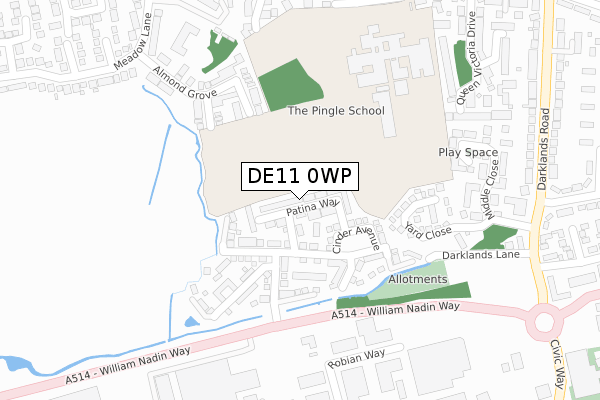 DE11 0WP map - large scale - OS Open Zoomstack (Ordnance Survey)