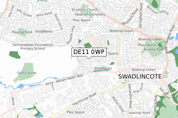 DE11 0WP map - small scale - OS Open Zoomstack (Ordnance Survey)