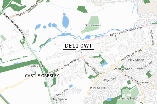 DE11 0WT map - small scale - OS Open Zoomstack (Ordnance Survey)