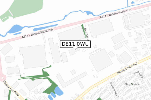 DE11 0WU map - large scale - OS Open Zoomstack (Ordnance Survey)