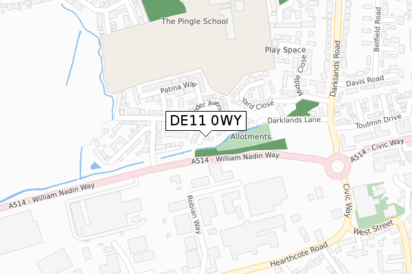 DE11 0WY map - large scale - OS Open Zoomstack (Ordnance Survey)