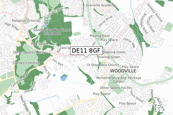 DE11 8GF map - small scale - OS Open Zoomstack (Ordnance Survey)