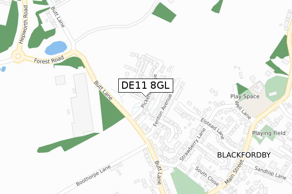 DE11 8GL map - large scale - OS Open Zoomstack (Ordnance Survey)