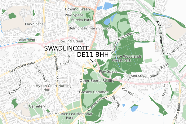 DE11 8HH map - small scale - OS Open Zoomstack (Ordnance Survey)