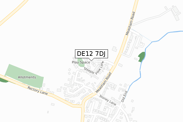 DE12 7DJ map - large scale - OS Open Zoomstack (Ordnance Survey)