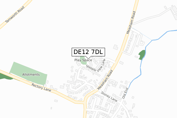 DE12 7DL map - large scale - OS Open Zoomstack (Ordnance Survey)