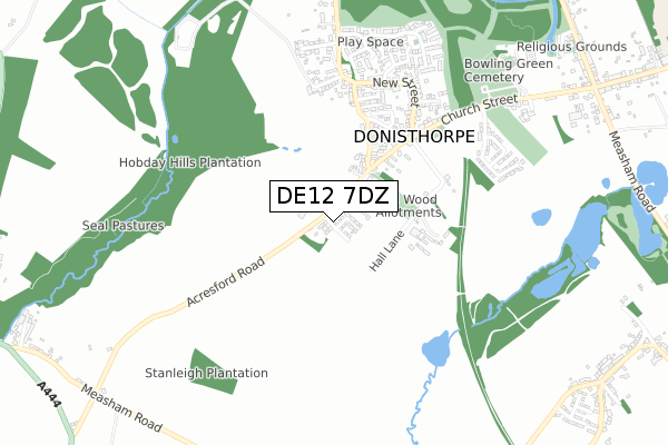 DE12 7DZ map - small scale - OS Open Zoomstack (Ordnance Survey)