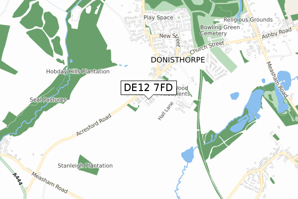 DE12 7FD map - small scale - OS Open Zoomstack (Ordnance Survey)