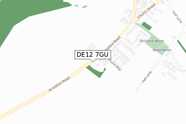 DE12 7GU map - large scale - OS Open Zoomstack (Ordnance Survey)