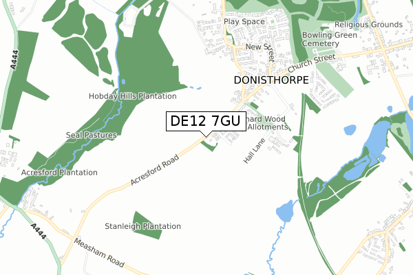 DE12 7GU map - small scale - OS Open Zoomstack (Ordnance Survey)