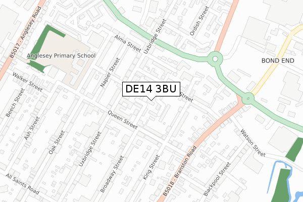 DE14 3BU map - large scale - OS Open Zoomstack (Ordnance Survey)