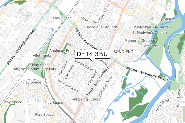 DE14 3BU map - small scale - OS Open Zoomstack (Ordnance Survey)